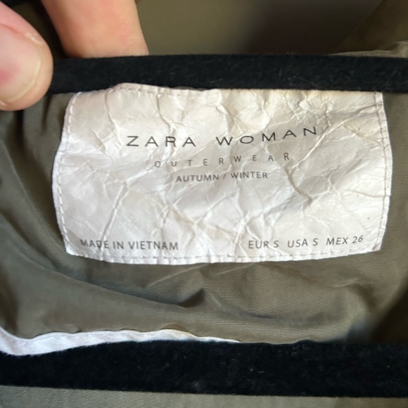 Zara Olive Green Women's Fabric Hooded Jacket - Picture 4 of 9